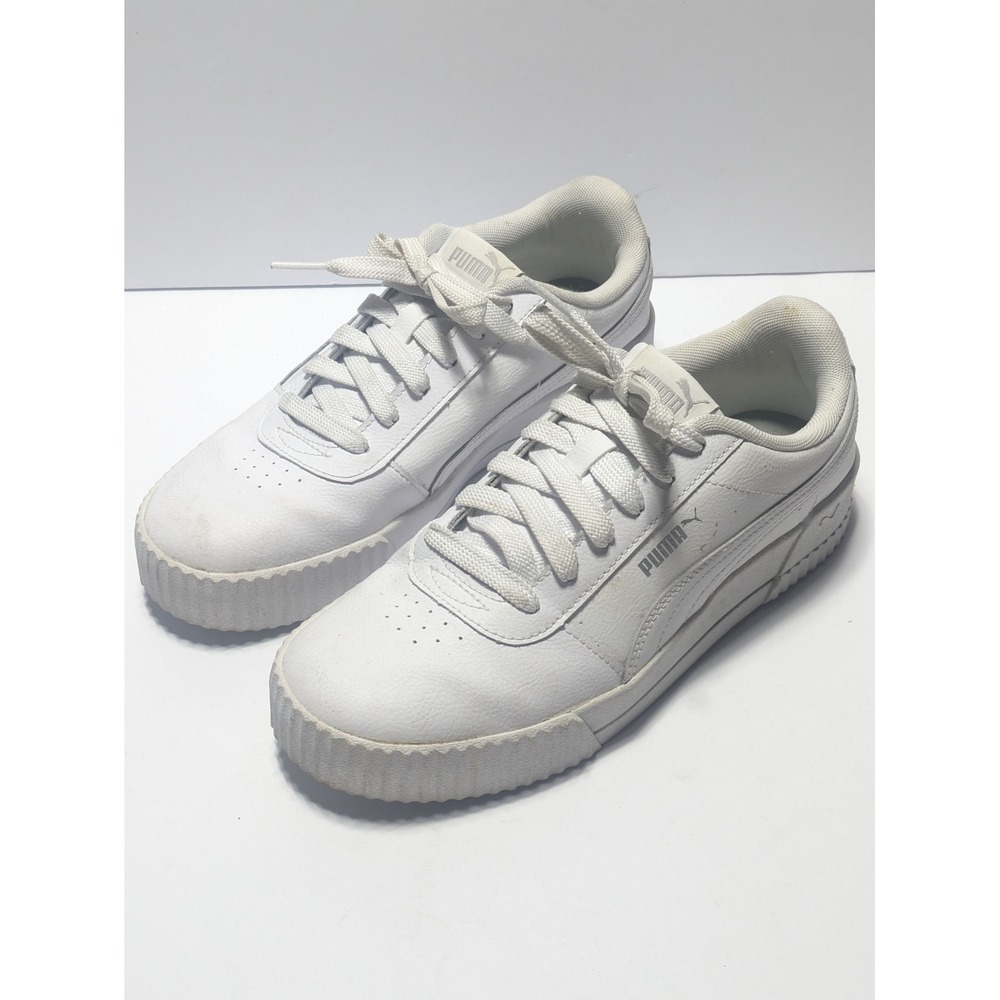 Puma Womens Carina Platform Sneakers White Leather Low Top 370325-02 Size 9.5